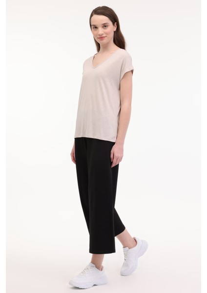 WL JOIN 11KT903 5FX Taş Rengi Kadın Kısa Kol T-Shirt modelleri