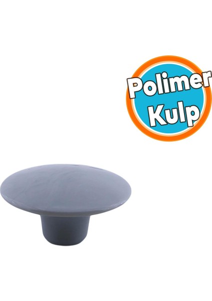 Mantar Kulp Düğme 10 Adet Mobilya Dolabı Çekmece Mutfak Dolap Kulpu Kulbu Plastik Gri