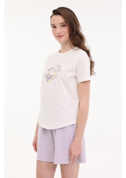 W-Yuly Tee 5fx Ekru Kadın Kısa Kol T-Shirt