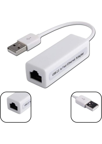 USB Ethernet Çevirici USB 2.0-10/100 Mbps RJ45 Ethernet Çevirici Adaptör USB Internet Kablosu