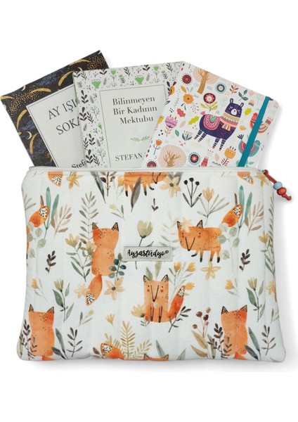 Pofuduk Kitap Kılıfı, Kitap Çantası, Apple iPad/tablet Aksesuar Çantası (30X25CM) - Cute Foxes indirimleri