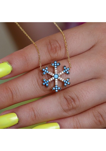 Turkuaz Beyaz Taşlı Kartanesi Gümüş Kolye fiyatları