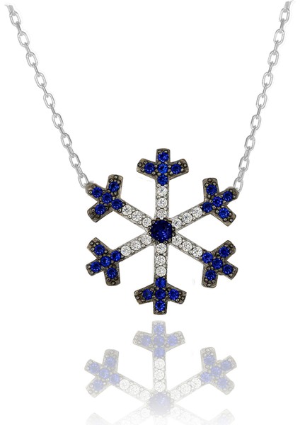 Lacivert Beyaz Taşlı Kartanesi Gümüş Kolye fiyatları