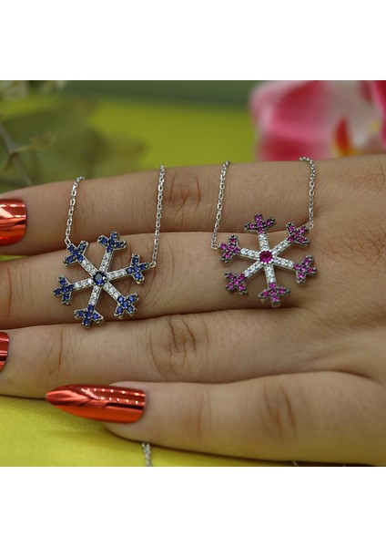 Lacivert Beyaz Taşlı Kartanesi Gümüş Kolye indirimleri