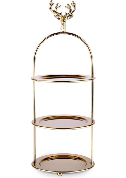 Maison 3 Katlı İkramlık 12x12x20 cm Gold