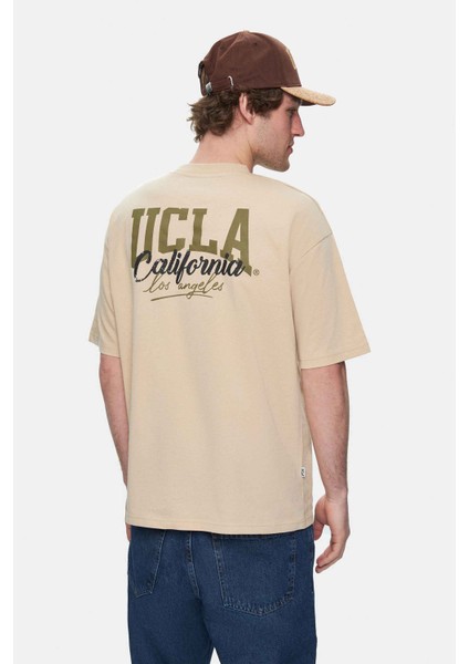 Aspen Sütlü Kahve Bisiklet Yaka Baskılı Oversize Erkek Tshirt fiyatları