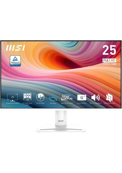 Msı 24.5" Flat IPS Pro MP251W E2 1ms 120HZ Hdmı-Dp Ev Ofis Monitörü 1920X1080 Beyaz