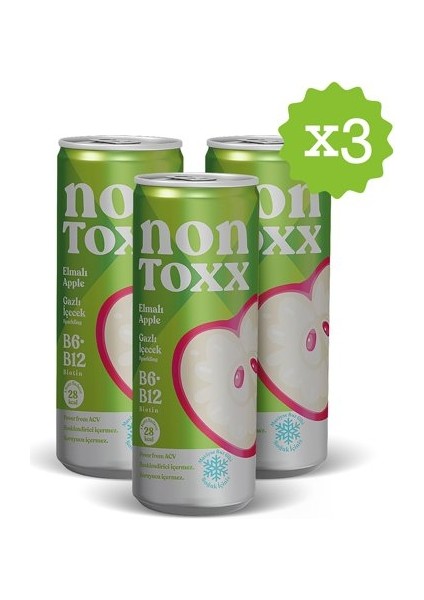 NON TOXX ELMALI, GAZLI İÇECEK X3 ADET