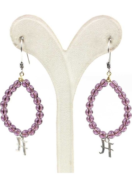 925 Ayar Gümüş Ametist Taşlı Harf Küpe