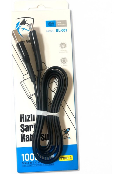 3A Hızlı Type-C Şarj Kablosu Arbaks Bluewolf BL-001