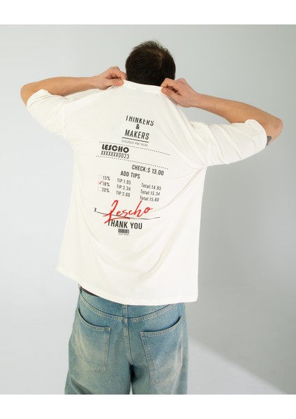 Oversıze Unisex Baskılı T-Shırt Barcode Ecrou modelleri
