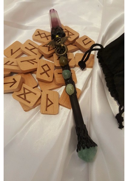 Rune Taşı Sembolü Run Taşları Enerji Asası Doğal Taş Ahşap Rune Alfabesi Nordic Runes