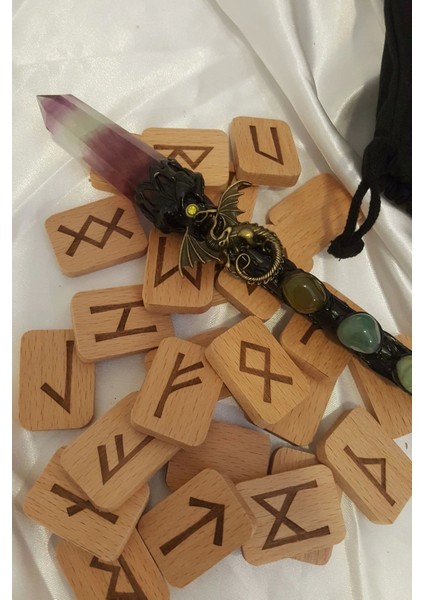 Rune Taşı Sembolü Run Taşları Enerji Asası Doğal Taş Ahşap Rune Alfabesi Nordic Runes fırsatları