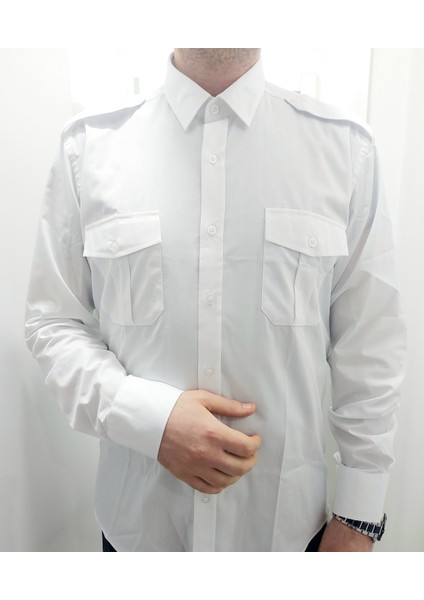 Apoletli Logosuz Pilot Gömlek