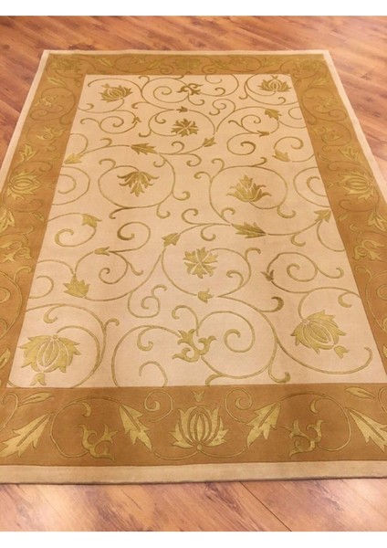 Saf Kaşmir Yünü ve Ipek Detaylı El Dokuma Tibet Dalyana Halısı (173 x 243 cm , 4.2 M²)
