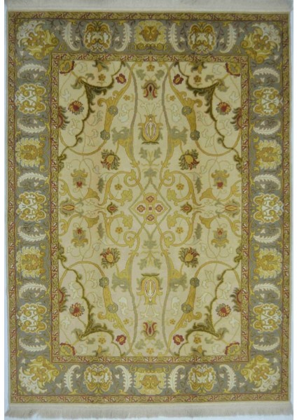Geleneksel El Dokuma Bej Renk Uşak Şehname Halısı 175 x 247 cm (4.32 M²)