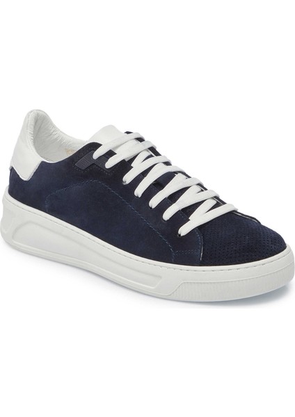 Lacivert Hakiki Süet Deri Erkek Sneaker - E24I1AY56751-D44