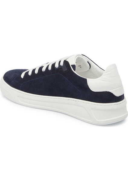 Lacivert Hakiki Süet Deri Erkek Sneaker - E24I1AY56751-D44