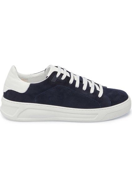 Lacivert Hakiki Süet Deri Erkek Sneaker - E24I1AY56751-D44