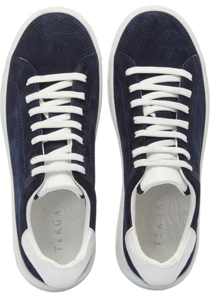 Lacivert Hakiki Süet Deri Erkek Sneaker - E24I1AY56751-D44
