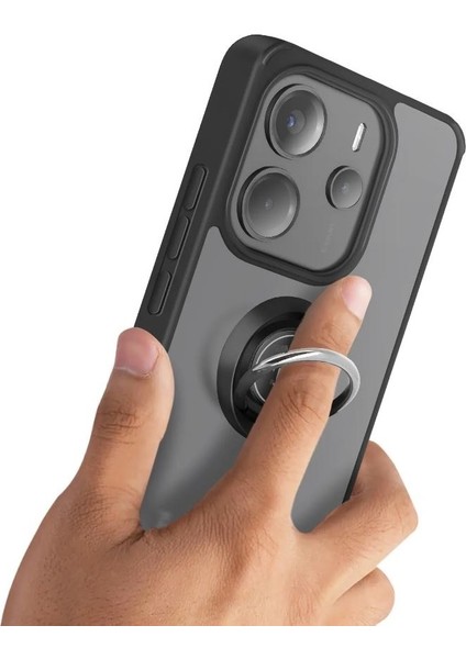 Xiaomi Redmi Note 14 Kılıf Montreal Yüzüklü Standlı Arkası Buğulu Siyah fiyatları