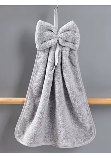 Gri Fiyonklu El Havlusu- Askılı Sevimli Havlu - 100% Pamuklu Banyo Havlusu 40 * 40 cm fiyatları