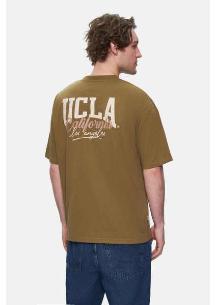 Aspen Koyu Yeşil Bisiklet Yaka Baskılı Oversize Erkek Tshirt
