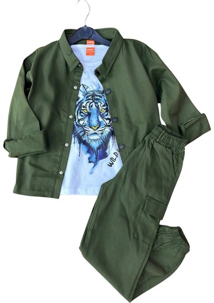 Erkek Çocuk 3 Lü Gabardin Yeşil Takım