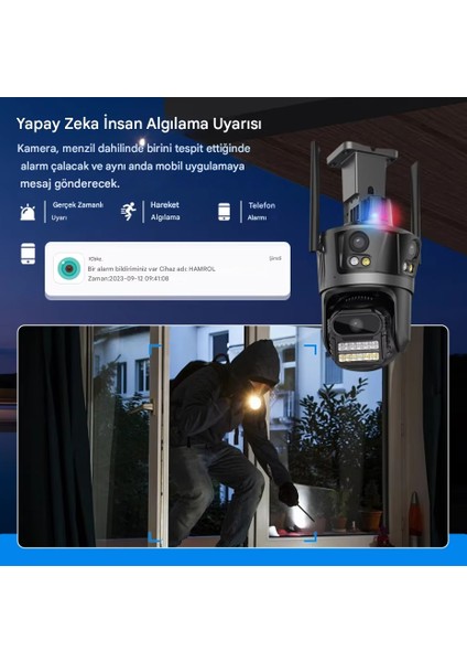 12MP Hd 3 Ekranlı Aı Akıllı Ptz Wifi Kamera Ev Uyarı Ile Açık Akıllı Insansı Algılama Izleme