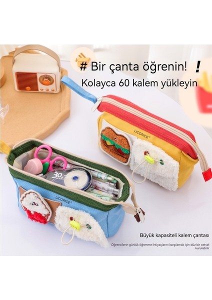 Lıcorıce Sevimli Karikatür Dıy Tuval Kalem Çantası Kalem Kutusu 25*8.5*12CM (Yurt Dışından) modelleri