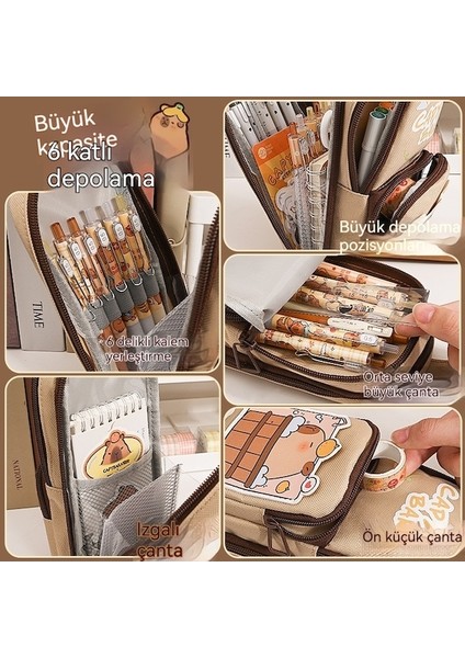 Lıcorıce Öğrenci Yüksek Yüz Değeri Büyük Kapasiteli 6 Katmanlı Kalem Kutusu Kırtasiye Çantası (Yurt Dışından) modelleri