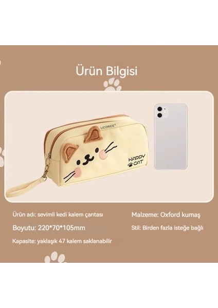 Lıcorıce Sevimli Nakış Büyük Kapasiteli Kedi Kalem Çantası (Yurt Dışından) fırsatları