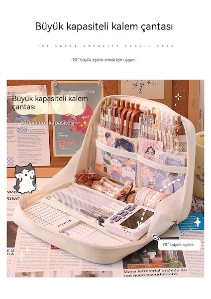 Lıcorıce Büyük Kapasiteli 90 Açık Çok Katmanlı Kalem Çantası (Yurt Dışından) fiyatları