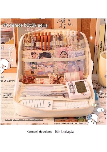 Lıcorıce Büyük Kapasiteli 90 Açık Çok Katmanlı Kalem Çantası (Yurt Dışından) modelleri