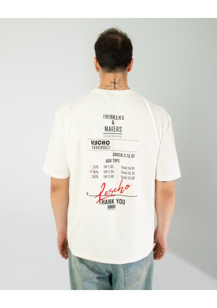 Oversıze Unisex Baskılı T-Shırt Barcode Whıte fiyatları