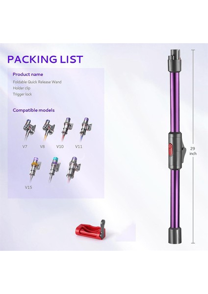 V7V8V10 V11 V15 Kablosuz Elektrikli Süpürge Aksesuarları Için 2x Katlanabilir Uzatma Çubuğu, Hızlı Çıkarma Değiştirme (Yurt Dışından) indirimleri