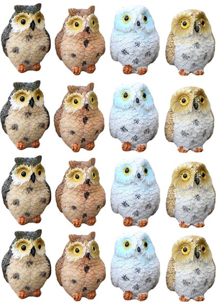 Reçine Gece Baykuşları Heykelcik Peri Bahçe Mini Hayvan Heykeli Oyuncak (Yurt Dışından)