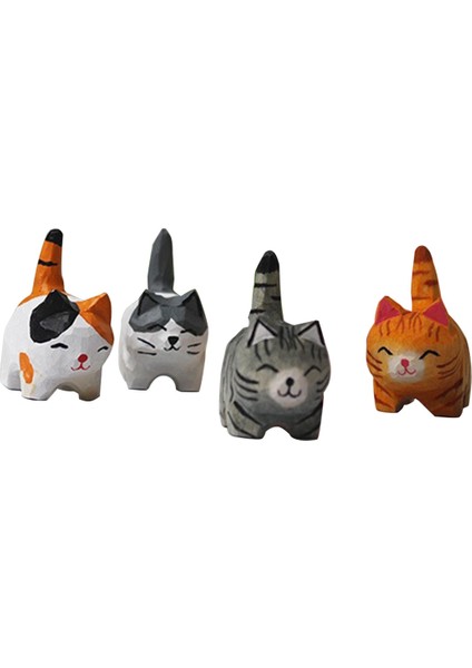 Ahşap Kedi Figürleri Heykel Heykeli Güzel Küçük Turuncu Kediler Heykeli (Yurt Dışından)