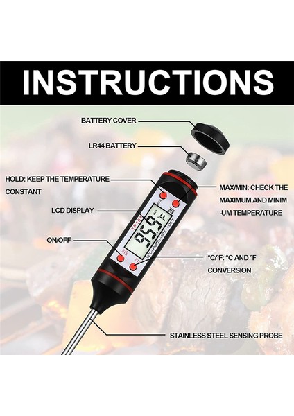 Mutfak Yemek Termometresi Su Geçirmez Anında Okuma Et Termometresi (Yurt Dışından) fırsatları