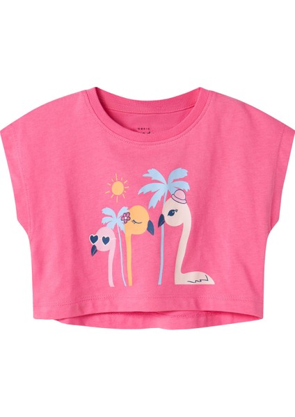 Nmfvılma Capsl Crop Top Pembe Kız Çocuk Kısa Kol T-Shirt