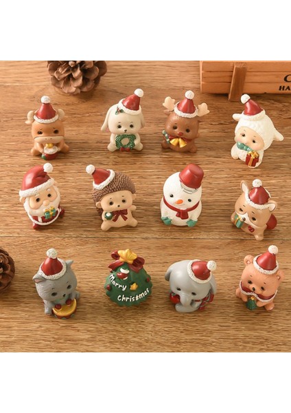 Noel Reçine Aile Küçük Hayvan Dekorasyon Mini Noel Baba Masa Dekoru (Yurt Dışından)