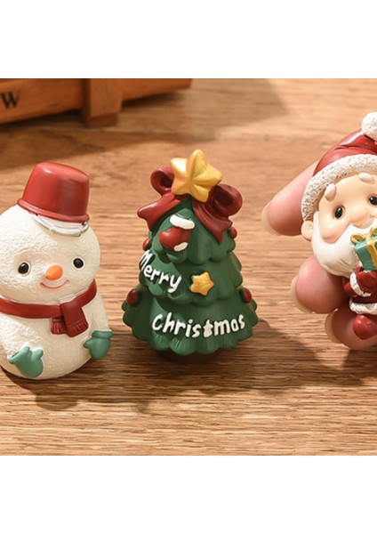 Noel Reçine Aile Küçük Hayvan Dekorasyon Mini Noel Baba Masa Dekoru (Yurt Dışından)