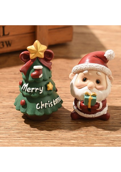 Noel Reçine Aile Küçük Hayvan Dekorasyon Mini Noel Baba Masa Dekoru (Yurt Dışından)