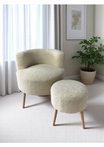 Nova Ikili Teddy Berjer ve Puf, Çay Seti Berjer Takımı, Oturma Odası, Yatak Odası, Kahve Köşesi