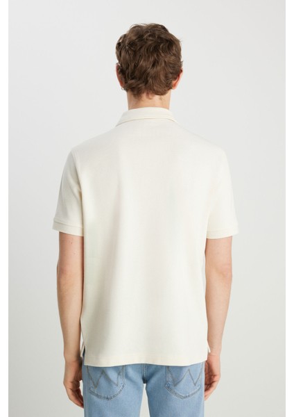 Erkek Regular Fit Polo Ekru Erkek Kısa Kol T-Shirt