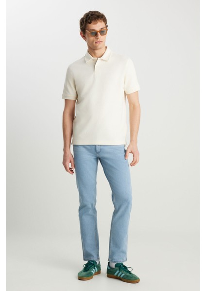 Erkek Regular Fit Polo Ekru Erkek Kısa Kol T-Shirt