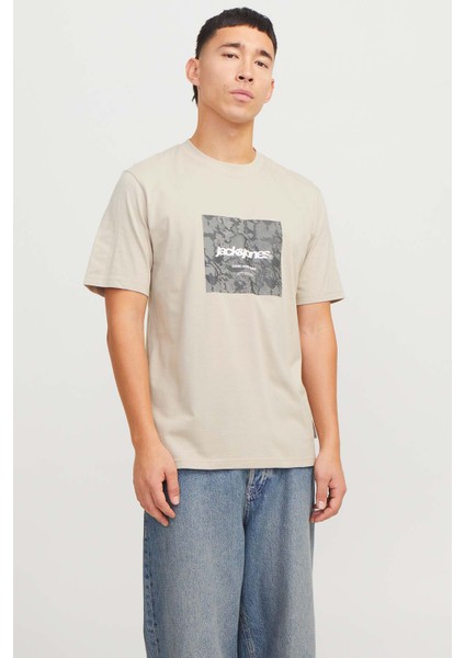Jack & Jones Jcotarmac Camo Front Tee Ekru Erkek Kısa Kol T-Shirt