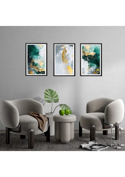 3'lü Modern Yağlı Boya Desenli Foreks Tablo