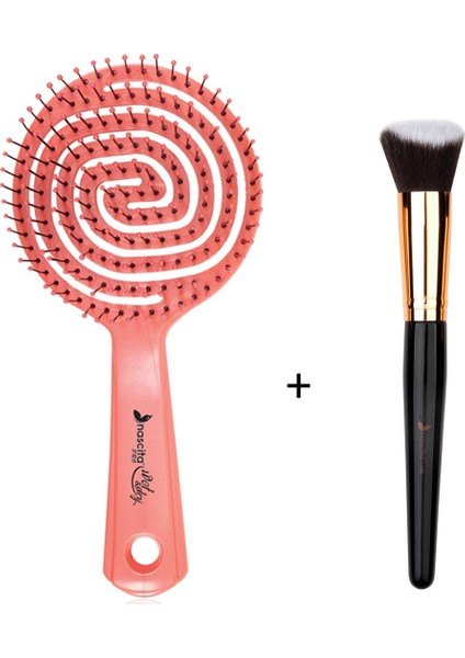 Pro Üç Boyutlu Saç Fırçası 2 + Nascita 3D Kabuki Fondöten Fırçası 150