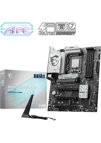 Msı B860 Gamıng Plus Wıfı Ddr5 8800MT/S 1xhdmı 1xdp 3xm.2 Atx 1851P (Intel Ultra Processors Serıes2)